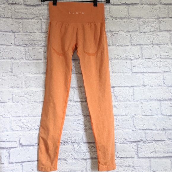 NVGTN Contour Seamless Leggings S Sunset Orange Athletic Workout Gym - Picture 4 of 6